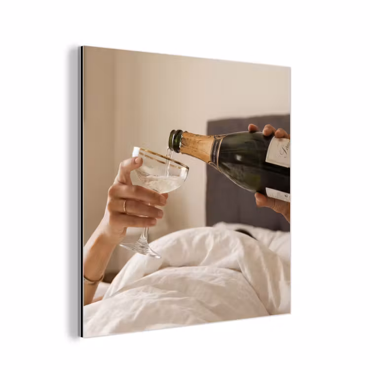 Champagne - Bed - Bubbels aluminium wit klein -3d
