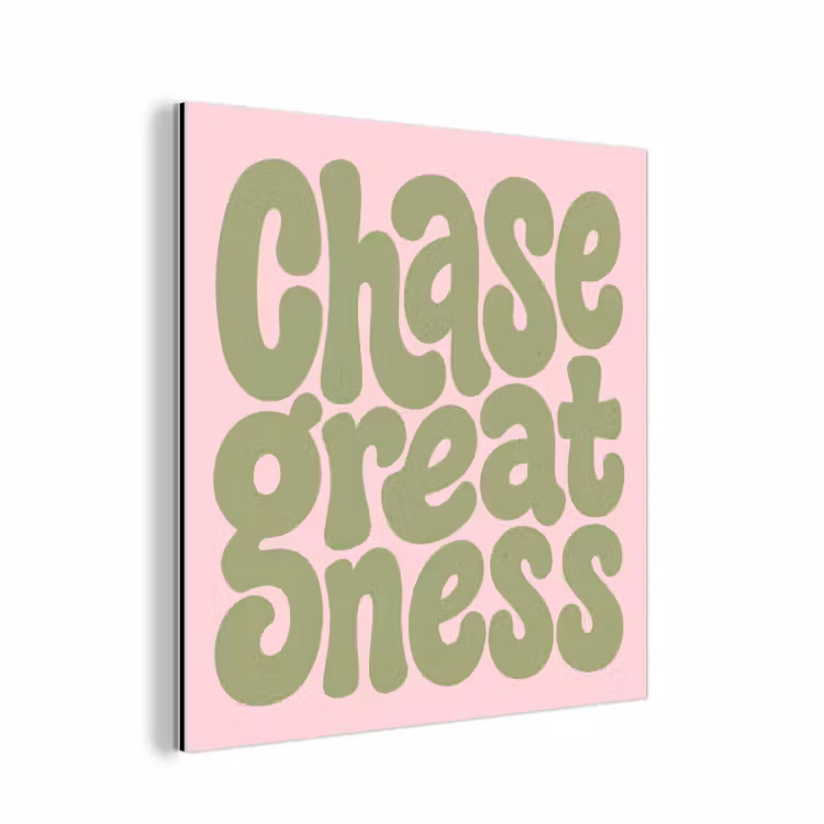 Chase greatness - Groen - Roze - Retro aluminium wit klein -3d