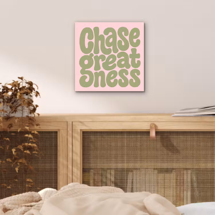 Chase greatness - Groen - Roze - Retro aluminium wit klein -sfeer3