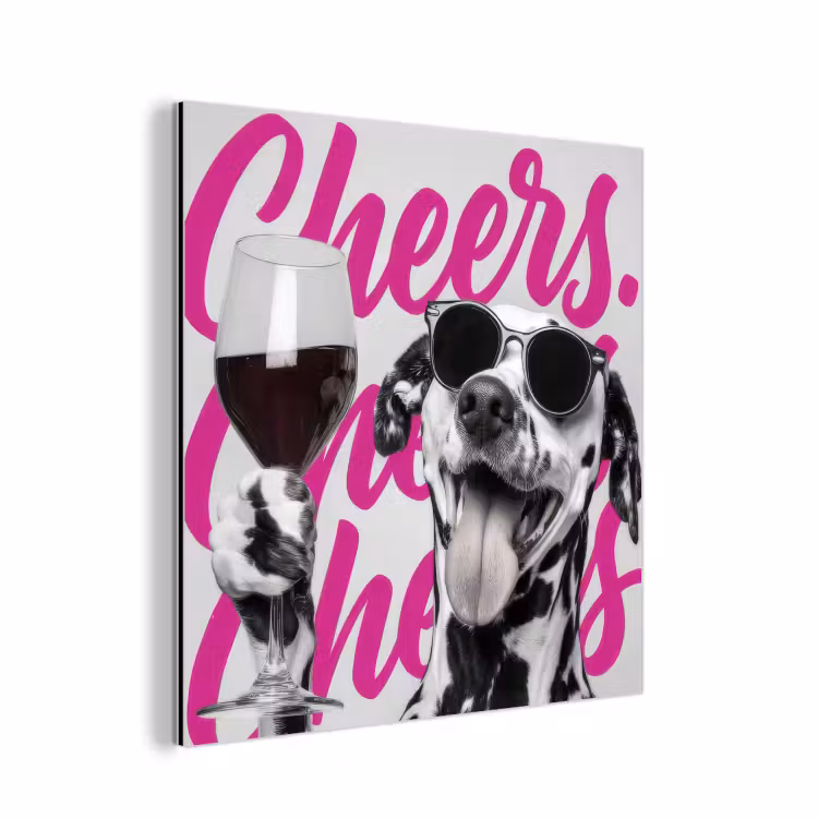 Cheers - Hond - Roze - Wijn aluminium wit klein -3d