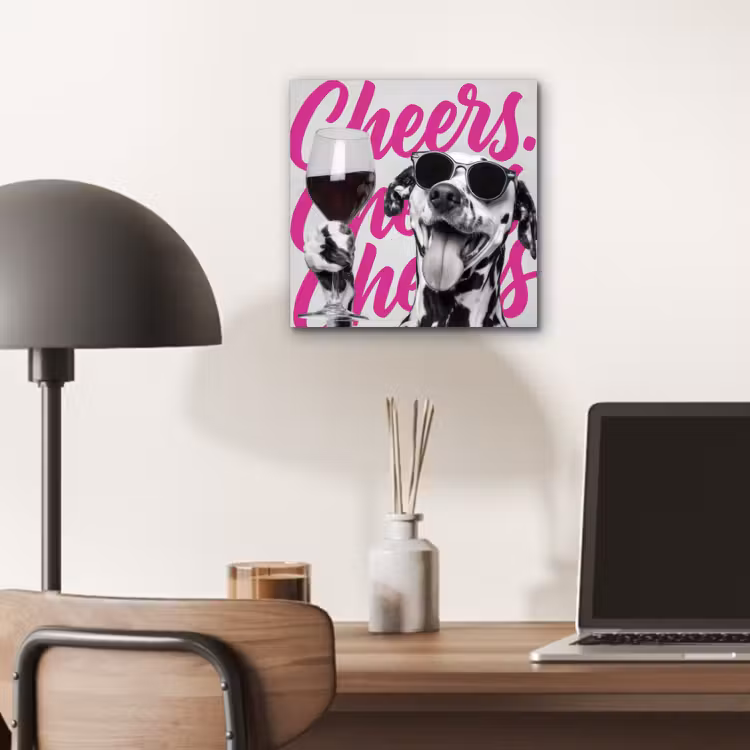 Cheers - Hond - Roze - Wijn aluminium wit klein -sfeer5