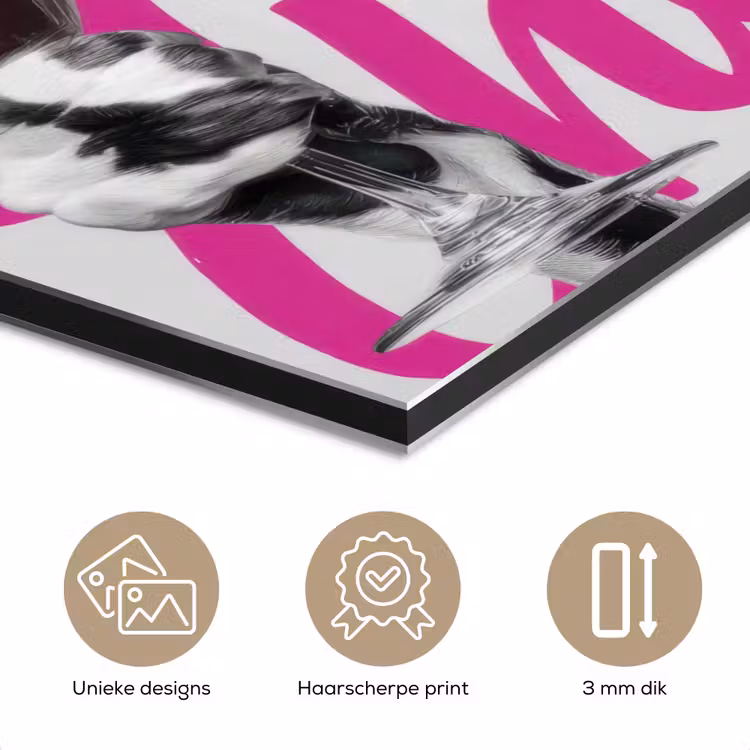 Cheers - Hond - Roze - Wijn aluminium wit klein -closeup_NL