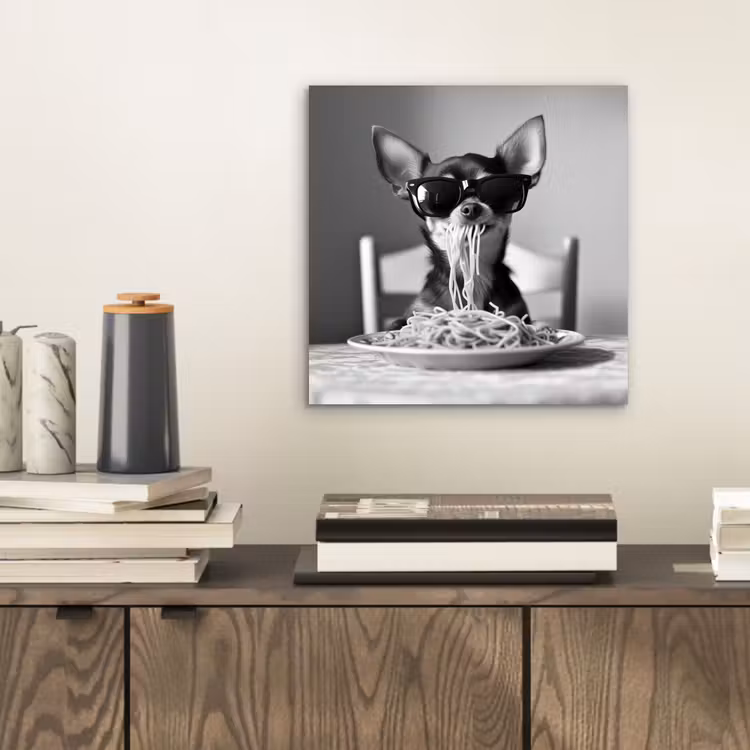 Chihuahua - Hond - Zonnebril - Humoristisch - Zwart - Wit - Spaghetti aluminium wit klein -sfeer1