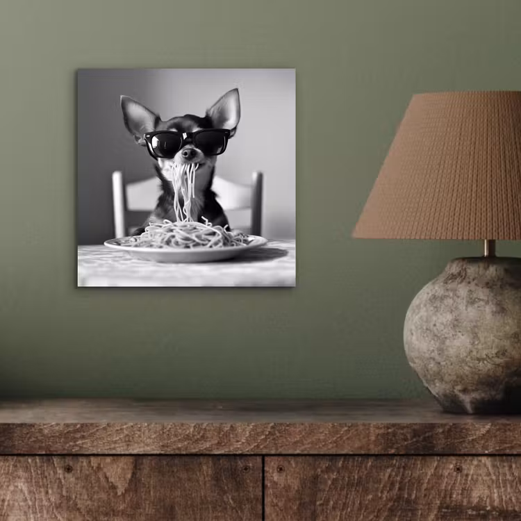 Chihuahua - Hond - Zonnebril - Humoristisch - Zwart - Wit - Spaghetti aluminium wit klein -sfeer2