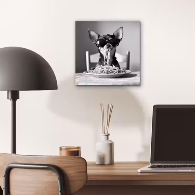 Chihuahua - Hond - Zonnebril - Humoristisch - Zwart - Wit - Spaghetti aluminium wit klein -sfeer5
