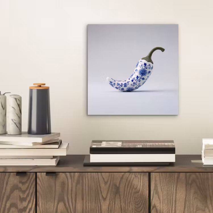Chilipeper - Keramiek - Blauw aluminium wit klein -sfeer1
