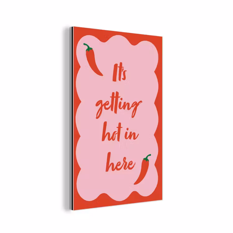 Chilipeper - Red - Hot - Quotes aluminium wit klein -3d