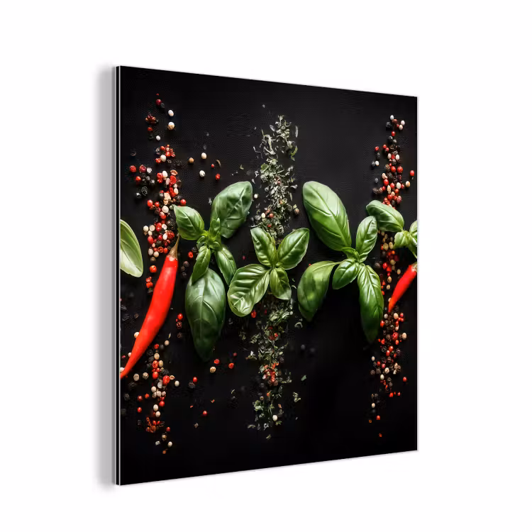Chilipepers - Basilicum - Blaadjes - Rood aluminium wit klein -3d