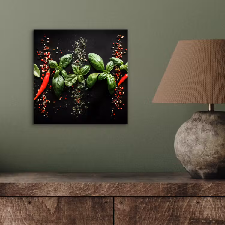 Chilipepers - Basilicum - Blaadjes - Rood aluminium wit klein -sfeer2
