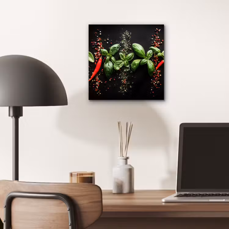 Chilipepers - Basilicum - Blaadjes - Rood aluminium wit klein -sfeer5