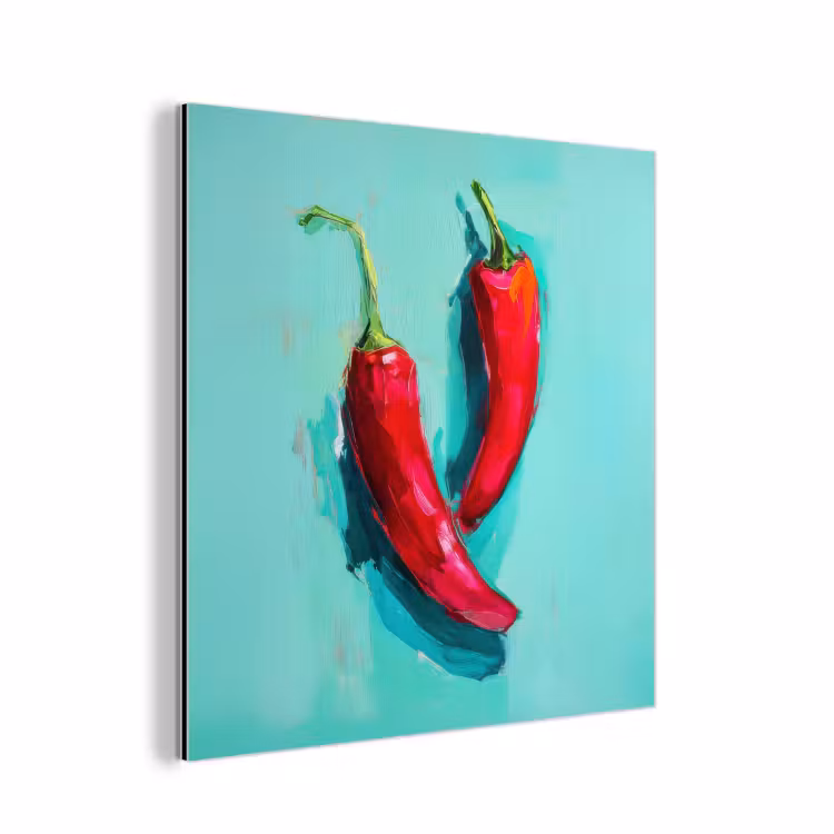 Chilipepers - Geverfd - Rood aluminium wit klein -3d