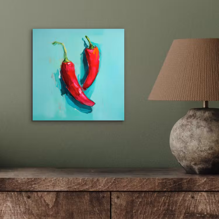 Chilipepers - Geverfd - Rood aluminium wit klein -sfeer2