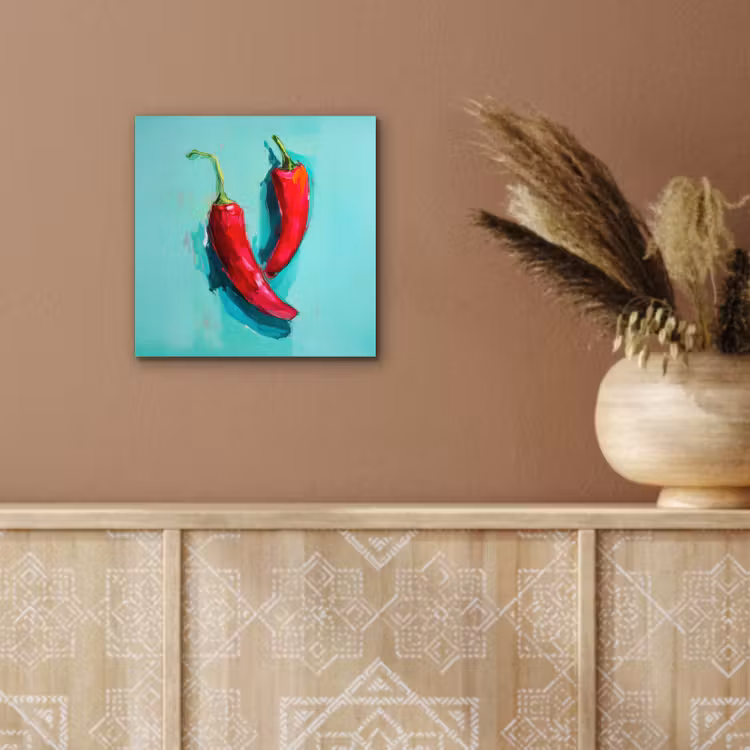 Chilipepers - Geverfd - Rood aluminium wit klein -sfeer4