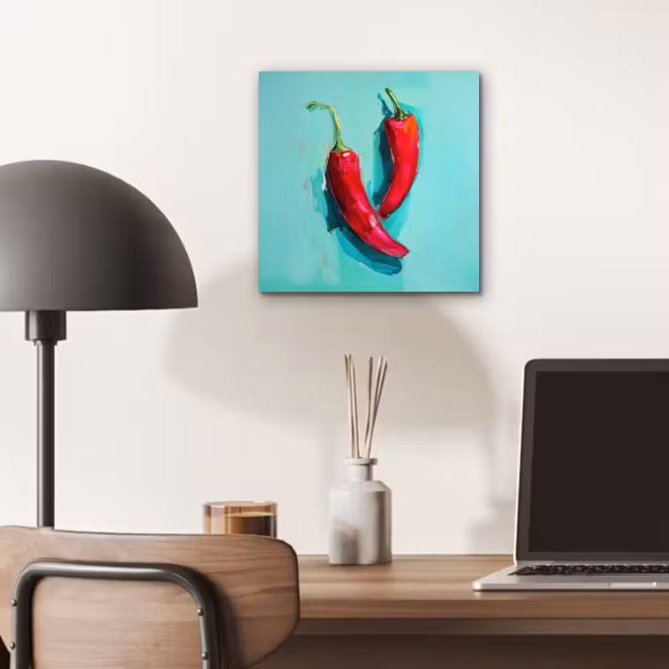 Chilipepers - Geverfd - Rood aluminium wit klein -sfeer5