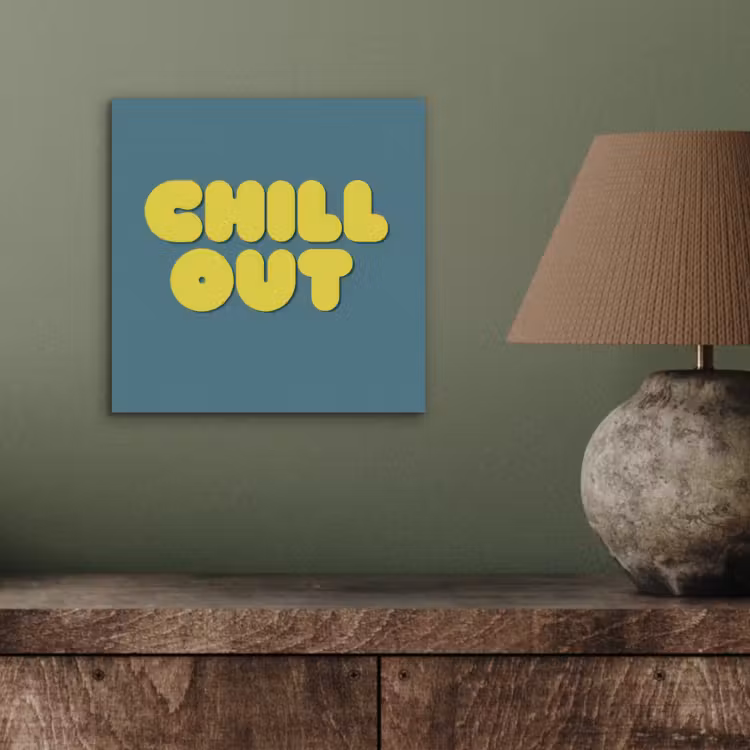 Chill out - Geel - Blauw aluminium wit klein -sfeer2