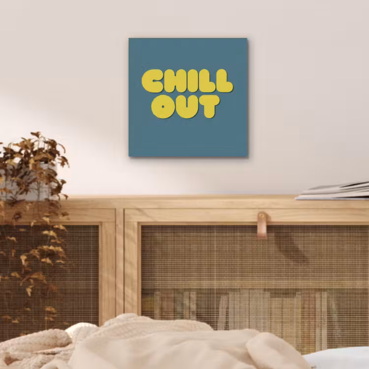 Chill out - Geel - Blauw aluminium wit klein -sfeer3