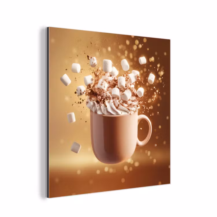 Chocomelk - Drinken - Warm - Bruin aluminium wit klein -3d