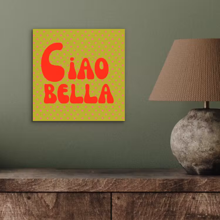 Ciao bella - Rood - Groen - Stippen aluminium wit klein -sfeer2