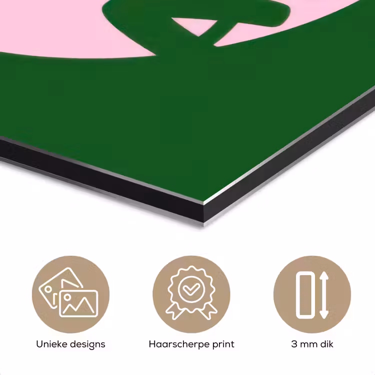 Cirkel - Roze - Tekst - Art aluminium wit klein -closeup_NL
