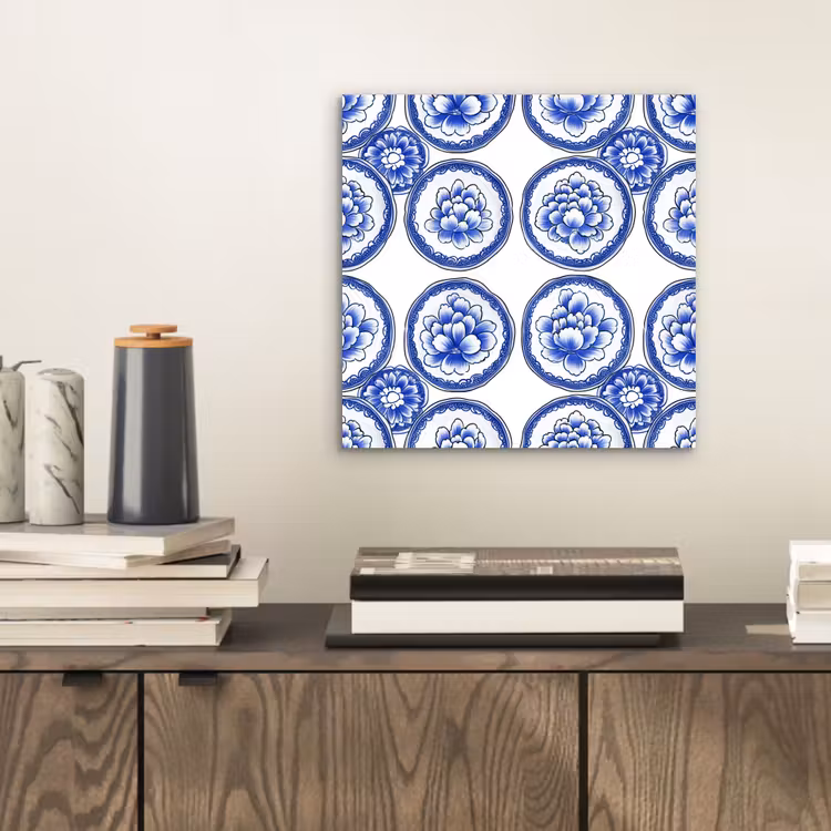 Cirkels - Bloemen - Blauw aluminium wit klein 46 -sfeer1