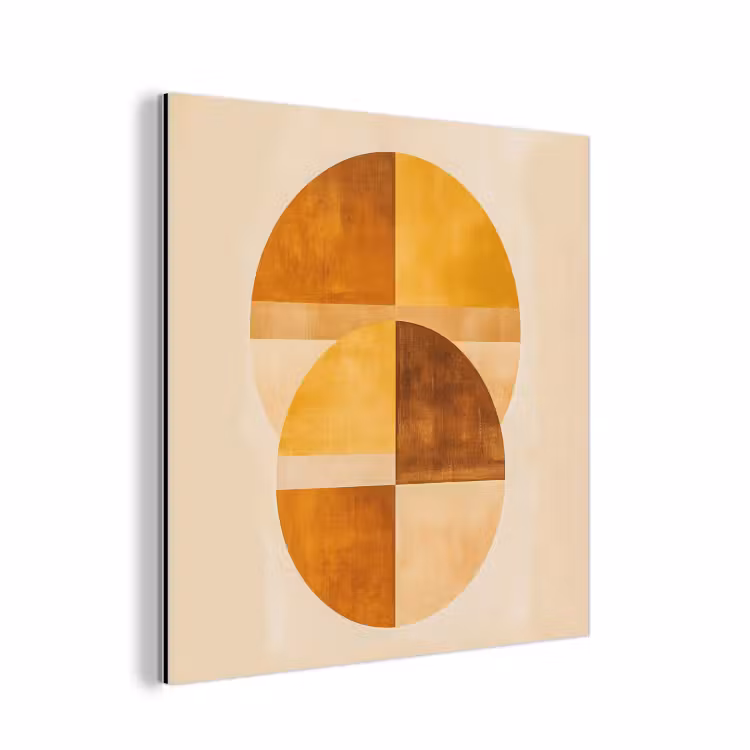Cirkels - Geel - Minimalistisch aluminium wit klein -3d