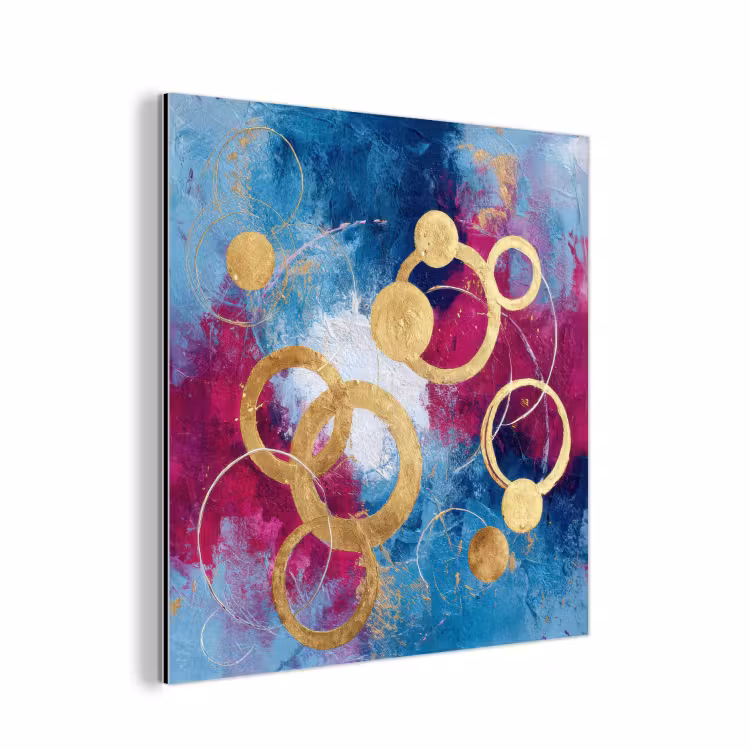 Cirkels - Goud - Abstract aluminium wit klein -3d