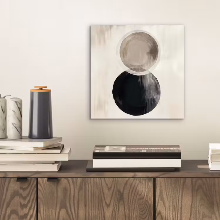 Cirkels - Vorm - Beige - Abstract aluminium wit klein -sfeer1