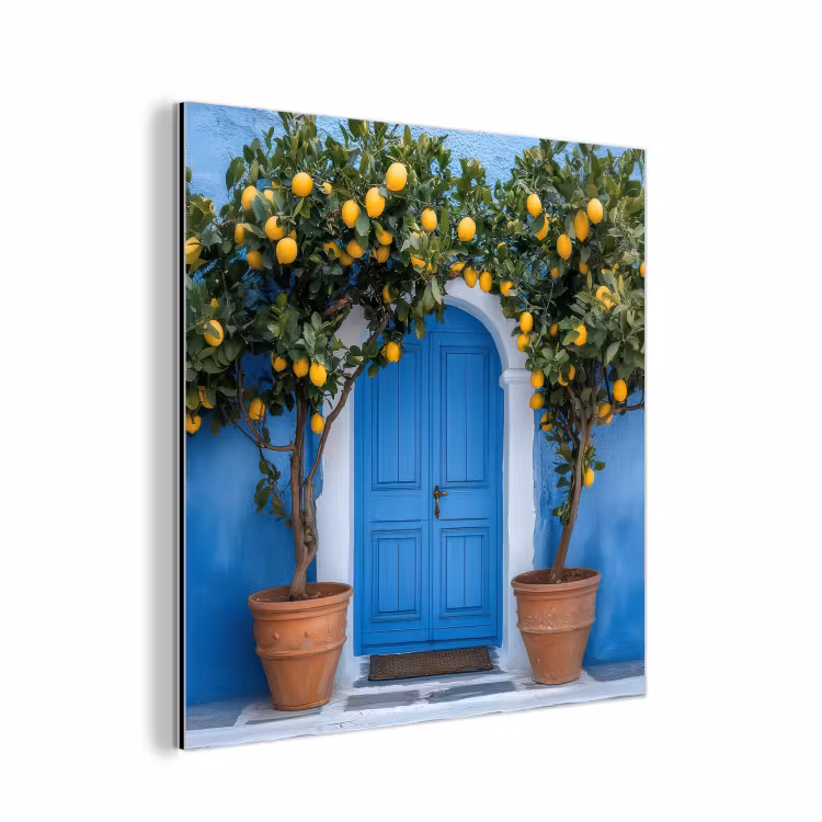 Citroenbomen - Geel - Deur - Potten aluminium wit klein -3d