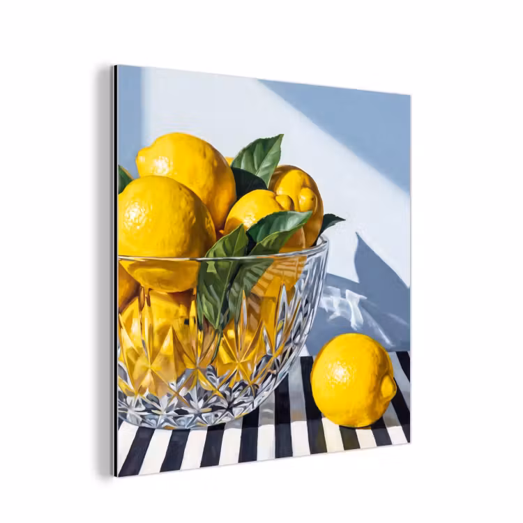 Aluminium schilderij - Citroenen - Fruit - Geel - Citroenen - Fruit - Geel aluminium wit klein