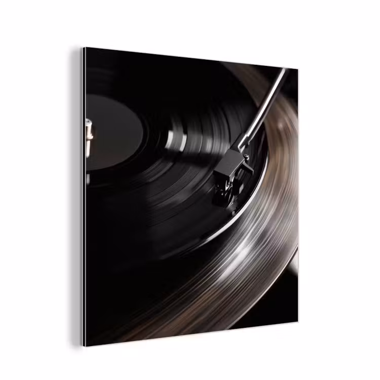 Close-up - Vinylplaat - Platenspeler - Zwart aluminium wit klein -3d