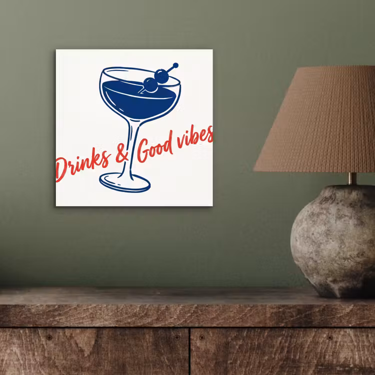 Cocktail - Glas - Illustratie - Blauw - Wit aluminium wit klein -sfeer2