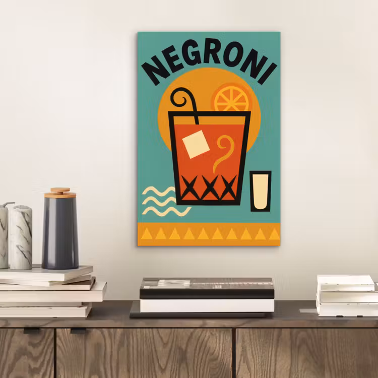 Cocktail - Negroni - Art - Sinaasappel aluminium wit klein -sfeer1