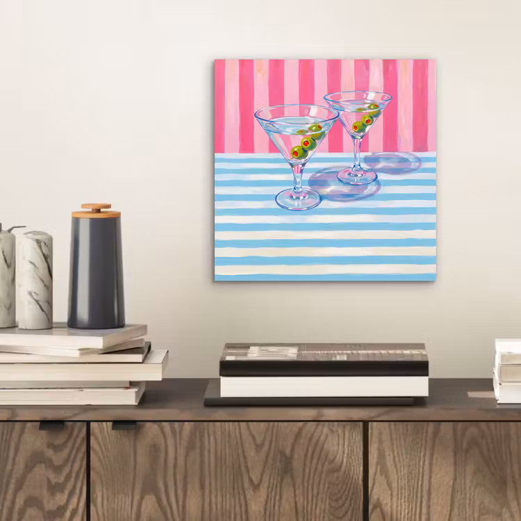 Cocktail - Olijven - Kunst - Modern - Roze aluminium wit klein -sfeer1