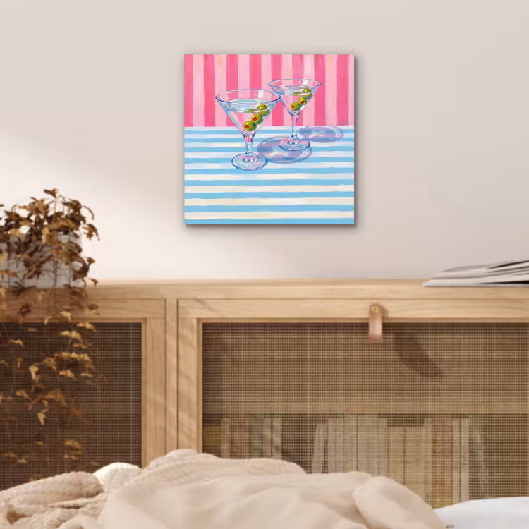 Cocktail - Olijven - Kunst - Modern - Roze aluminium wit klein -sfeer3