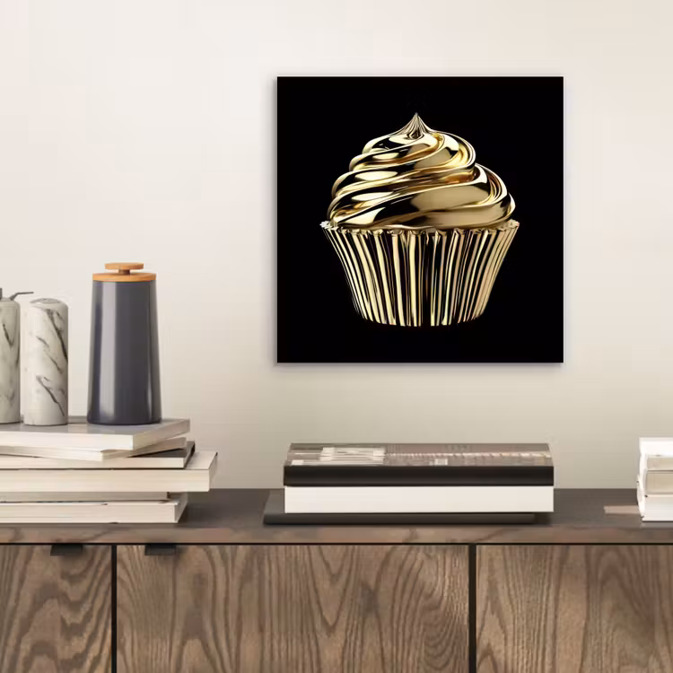 Cupcake - Eten - Goud - Zwart aluminium wit klein -sfeer1
