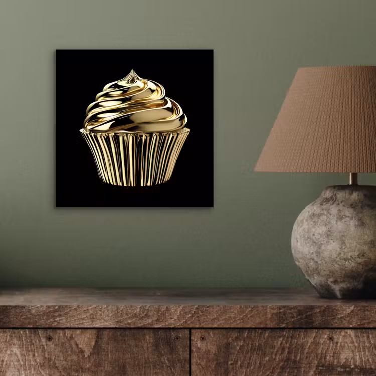 Cupcake - Eten - Goud - Zwart aluminium wit klein -sfeer2