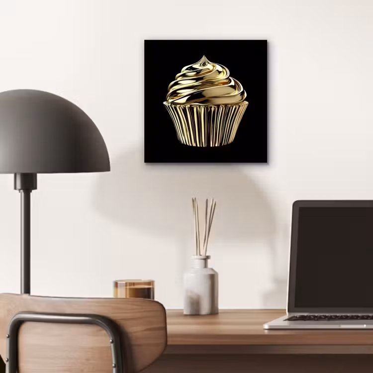 Cupcake - Eten - Goud - Zwart aluminium wit klein -sfeer5