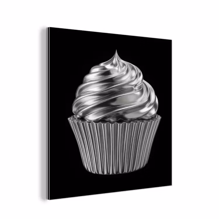 Cupcake - Luxueus - Zilver aluminium wit klein -3d