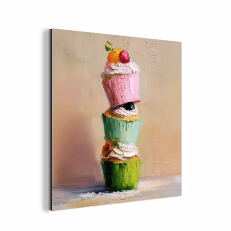 Cupcakes - Gestapeld - Kleurrijk - Fruit aluminium wit klein -3d
