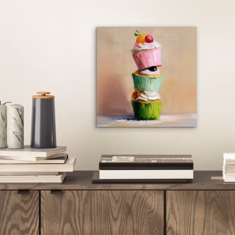 Cupcakes - Gestapeld - Kleurrijk - Fruit aluminium wit klein -sfeer1