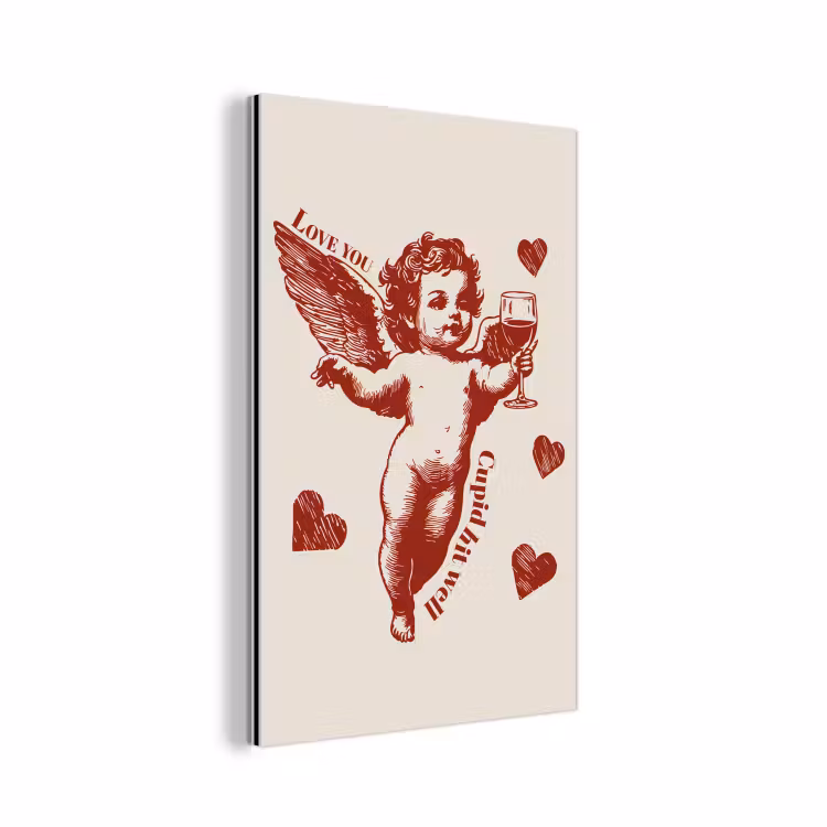 Cupido - Hartjes - Rood - Klassiek aluminium wit klein -3d