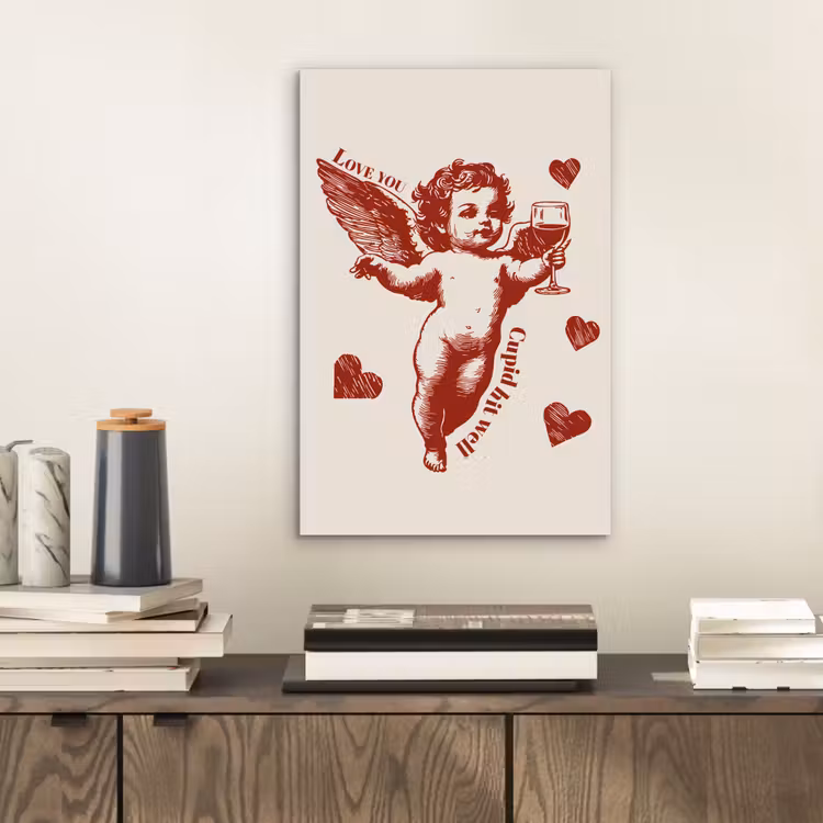 Cupido - Hartjes - Rood - Klassiek aluminium wit klein -sfeer1