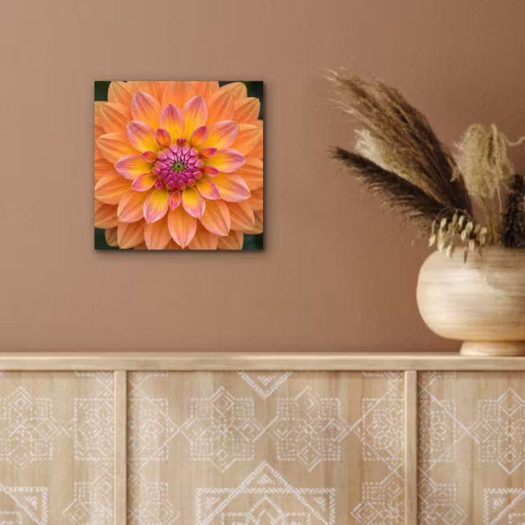 Dahlia - Bloem - Oranje aluminium wit klein -sfeer4