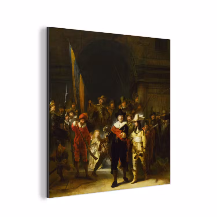 De Nachtwacht - Rembrandt van Rijn aluminium wit klein -3d