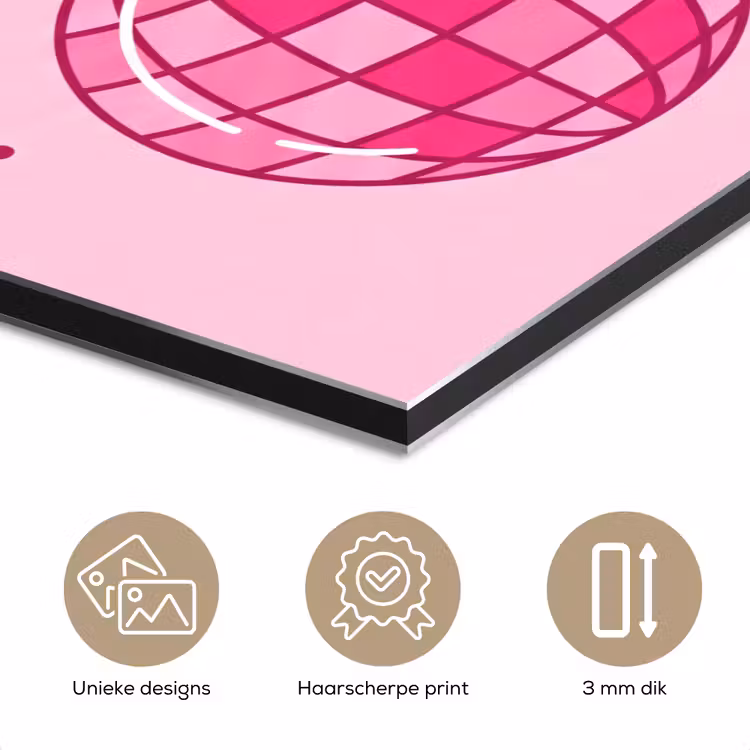 Decoratie - Disco-bal - Feest - Roze aluminium wit klein -closeup_NL
