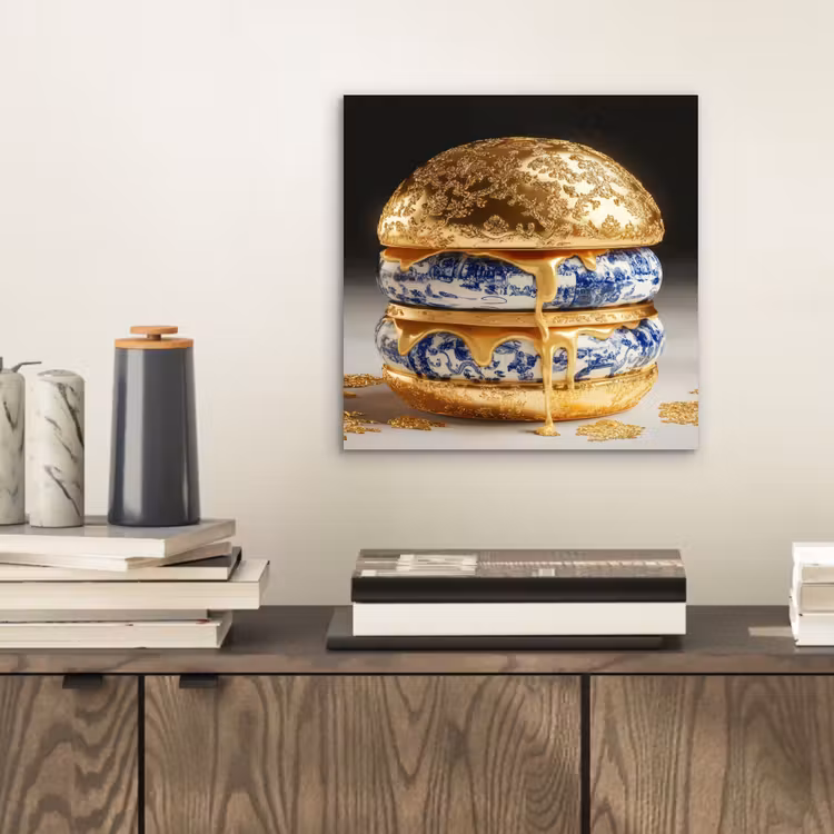 Delftsblauw - Goud - Burger aluminium wit klein -sfeer1