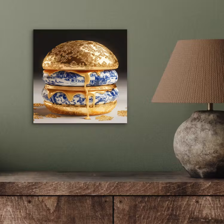 Delftsblauw - Goud - Burger aluminium wit klein -sfeer2