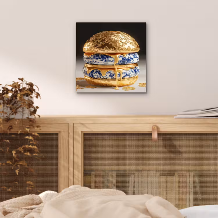 Delftsblauw - Goud - Burger aluminium wit klein -sfeer3