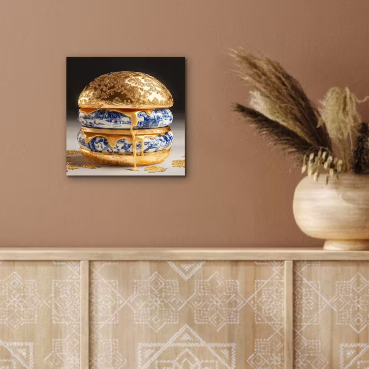 Delftsblauw - Goud - Burger aluminium wit klein -sfeer4