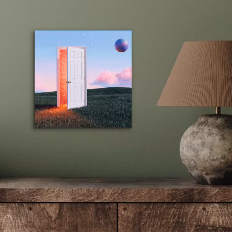 Aluminium schilderij - Deur - Fantasie - Ruimte - Deur - Fantasie - Ruimte aluminium wit klein
